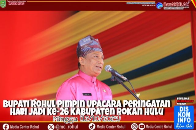 Walaupun Hujan, Upacara Hari Jadi Rohul ke-26 Tetap Berlangsung Khidmat dan Meriah